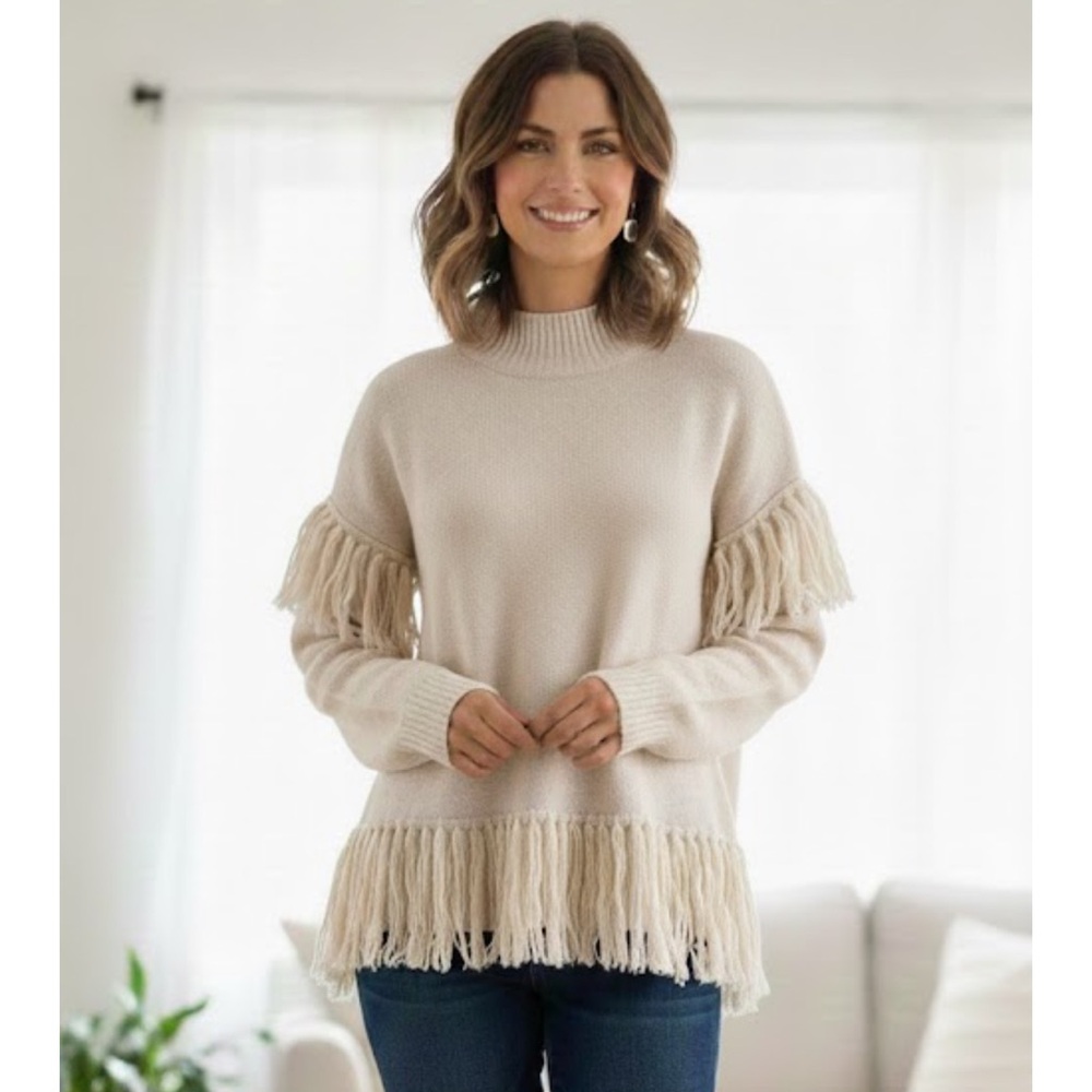 Zara Cream Ribbed Knit Sweater